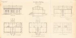 Leuchtturm, Kahlberg: Wärterwohnhaus: Ansichten, Grundrisse, Schnitte 1:100