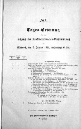 Tages-Ordnung No. 1. (1-2), 07. Januar 1914