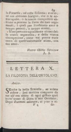 Lettera X. La Filosofia Dell'Ortolano