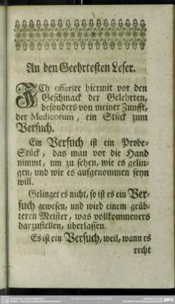 An den Geehrtesten Leser