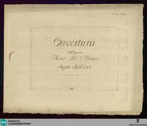 Ouvertura dell'opera Axur re d'Ormus