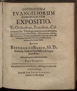 2: Copiosissima Evangeliorum Dominicalium Expositio. 2