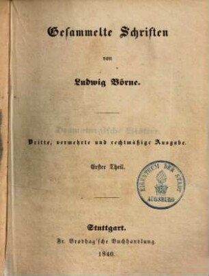 Gesammelte Schriften, 1. Dramaturgische Blätter