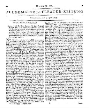 Hille, J. F. K.: Vier Predigten. Züllichau: Frommann. 1791