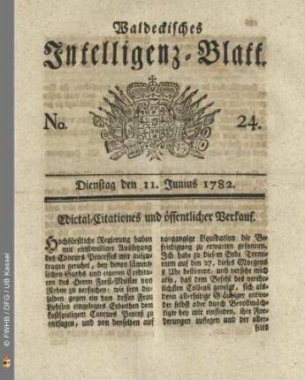 No. 24, Dienstag den 11. Junius 1782