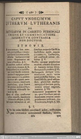 Caput Undecimum Lutherum Lutheranis De Naturarum In Christo Personali Unione Et Communicatione Idiomatum Contraria Non Docuisse