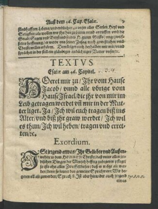 Textus. Esaiae am 46. Capitel.