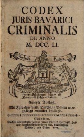 Codex Juris Bavarici Criminalis De Anno M.DCC.LI.