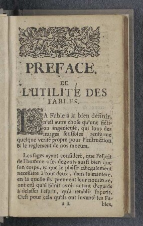 Preface de l'utilité des fables.