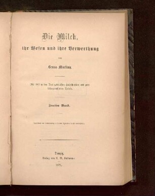 2: Die Milch, ihr Wesen und ihre Verwerthung