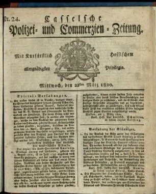 Nr. 24, Mittwoch, den 22sten Maerz 1820