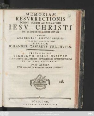 Ps. 2: Qvae Apparatvm Hermenevticvm Continet : [P. P. Rostochii D. III Aprili MDCCXC.]