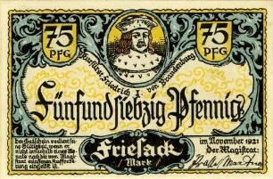 Friesack, Stadt: 75 Pfennig 1921