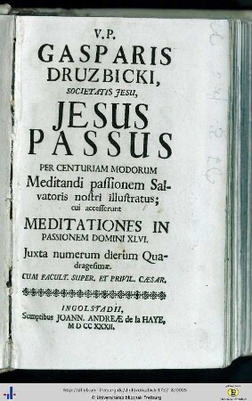 Jesus passus: Opera Omnia Ascetica