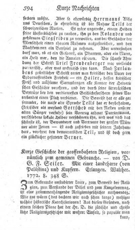 Kurze Geschichte der geoffenbarten Religion.
