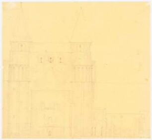 Stiftskirche, Gernrode Restaurierung: Ansicht Westwerk, Maßstabsleiste (Durchzeichnung)