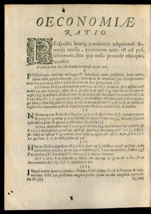 Oeconomiae Ratio.