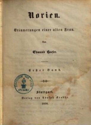 Norien : Erinnerungen e. alten Frau, 1