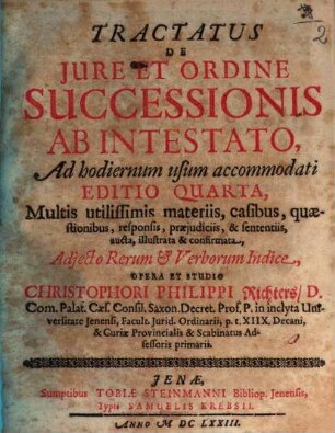 Tractatus de iure et ordine successionis abintestato