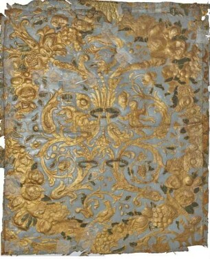Goldledertapete, ornamentales Motiv Nr. 17, geprägt, bemalt