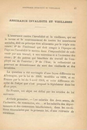 Assurance invalidité et vieillesse