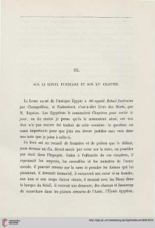 III. Sur le rituel funéraire et son XVe chapitre