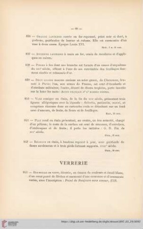 Verrerie (Nr. 843 - 854)