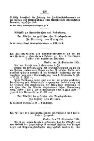 Pflege der schulentlassenen männlichen und weiblichen Jugend : [B. Allgemeine Angelegenheiten der Unterrichtsanstalten]