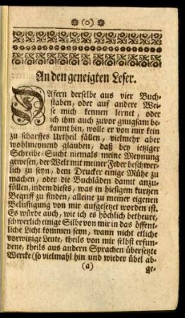 An den geneigten Leser.