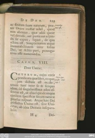 Caput VIII. Deus Unicus.