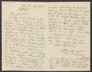 Brief an B. Schott's Söhne : 09.10.1916