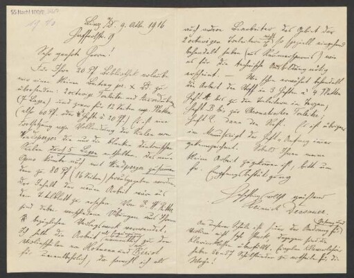 Brief an B. Schott's Söhne : 09.10.1916