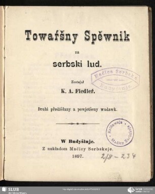 Towaŕšny Spěwnik za serbski lud