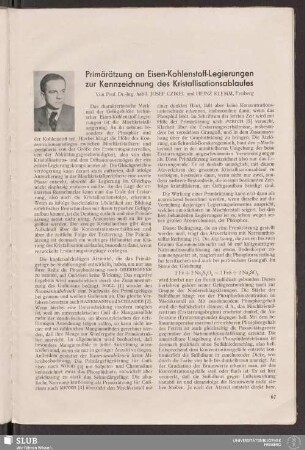 Primärätzung an Eisen-Kohlenstoff-Legierungen zur Kennzeichnung des Kristallisationsablaufes
