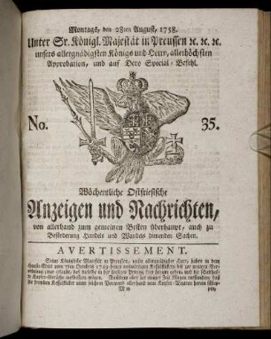 No. 35. Montags, den 28ten August, 1758.
