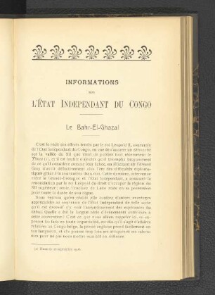 Informations sur l´etat independant du congo. Le Bahr-El-Ghazal