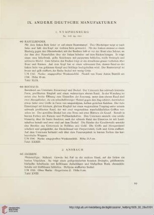 IX. Andere deutsche Manufakturen (Nr. 443-454)