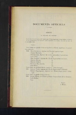 Documents Officiels.