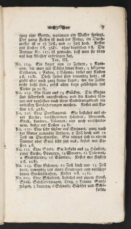 Tab. III. [Beschreibung]; No. 114.-122.