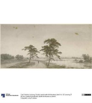 Flache Landschaft mit Wanderer