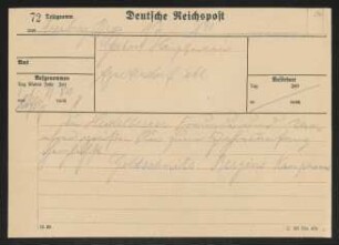 Brief von Rudolf K. Goldschmit-Jentner, Friedrich Bergius und Unbekannt an Gerhart Hauptmann