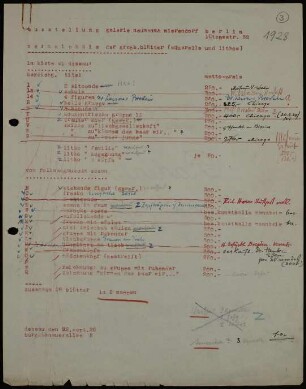 Ausstellung galerie neumann & nierendorf, Verzeichnis...