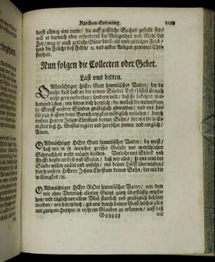 Nun folgen die Collecten oder Gebet.