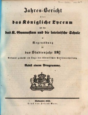 Jahres-Bericht. 1860/61