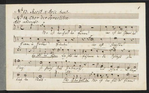 No. 13 Recit. und Arie tacet. No. 14 Chor der Israeliten