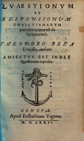 Quaestionum et responsionum christianarum pars altera : quae est de Sacramentis