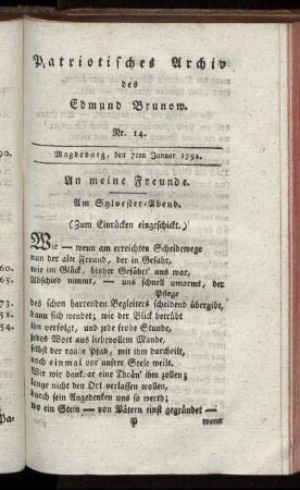 Nr. 14. Magdeburg, den 7ten Januar 1792