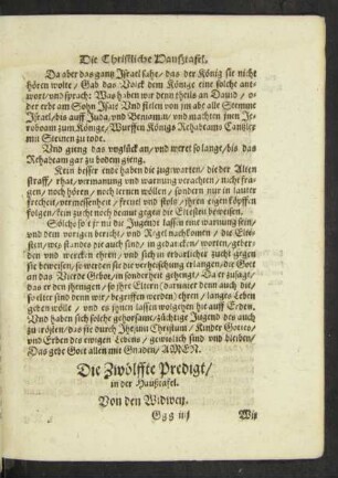 Die Zwölffte Predigt/ in der Haußtafel. Von den Widwen.