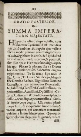 Oratio Posterior. De Summa Imperatoris Majestate.