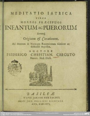 Meditatio iatrica circa morbos praecipuos infantum ac puerorum